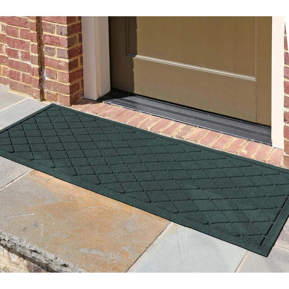 Aqua Shield Argyle Evergreen 22 in. x 60 in. Recycled Polyester/Rubber Indoor Outdoor Runner Rug by Bungalow Flooring 2 Aqua Shield Argyle Evergreen 22 in. x 60 in. Recycled Polyester/Rubber Indoor Outdoor Runner Rug by Bungalow Flooring - Image 2