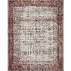 Layla Ivory/Brick 2 ft. x 5 ft. Traditional 100% Polyester Area Rug by LOLOI II