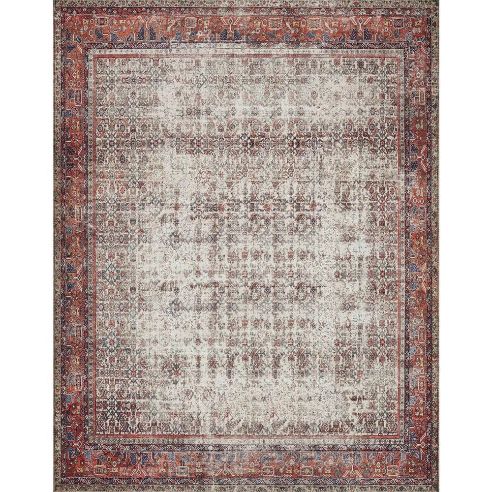 Layla Ivory/Brick 2 ft. 6 in. x 12 ft. Traditional 100% Polyester Runner Rug by LOLOI II 1 Layla Ivory/Brick 2 ft. 6 in. x 12 ft. Traditional 100% Polyester Runner Rug by LOLOI II