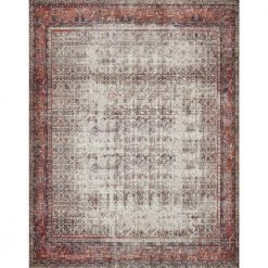 Layla Ivory/Brick 3 ft. 6 in. x 5 ft. 6 in. Traditional 100% Polyester Area Rug by LOLOI II