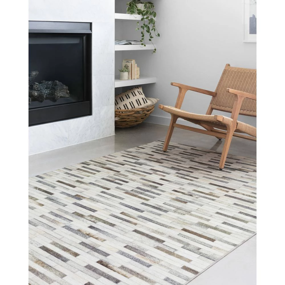 Maddox Ivory/Grey 7 ft. 6 in. x 9 ft. 6 in. Contemporary 100% Polyester Runner Rug by LOLOI II 4 Maddox Ivory/Grey 7 ft. 6 in. x 9 ft. 6 in. Contemporary 100% Polyester Runner Rug by LOLOI II - Image 4