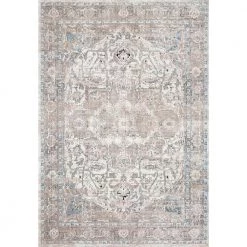 Dante Ivory/Stone 7 ft. 10 in. x 10 ft. 6 in. Transitional 100% Polyester Pile Area Rug by LOLOI II