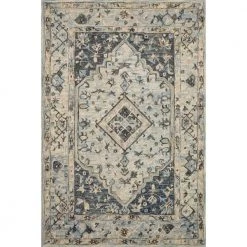 Beatty Lt. Blue/Blue 7 ft. 9 in. x 9 ft. 9 in. Traditional 100% Wool Area Rug by LOLOI II