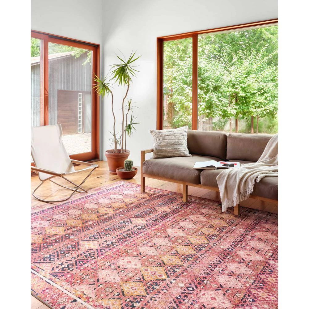 Layla Magenta/Multi 2 ft. 3 in. x 3 ft. 9 in. Traditional 100% Polyester Area Rug by LOLOI II 4 Layla Magenta/Multi 2 ft. 3 in. x 3 ft. 9 in. Traditional 100% Polyester Area Rug by LOLOI II - Image 4