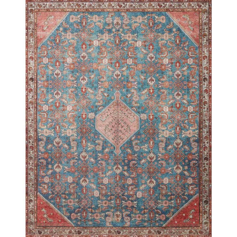 Layla Marine/Clay 1 ft. 6 in. x 1 ft. 6 in. Sample Traditional Polyester Area Rug by LOLOI II 1 Layla Marine/Clay 1 ft. 6 in. x 1 ft. 6 in. Sample Traditional Polyester Area Rug by LOLOI II