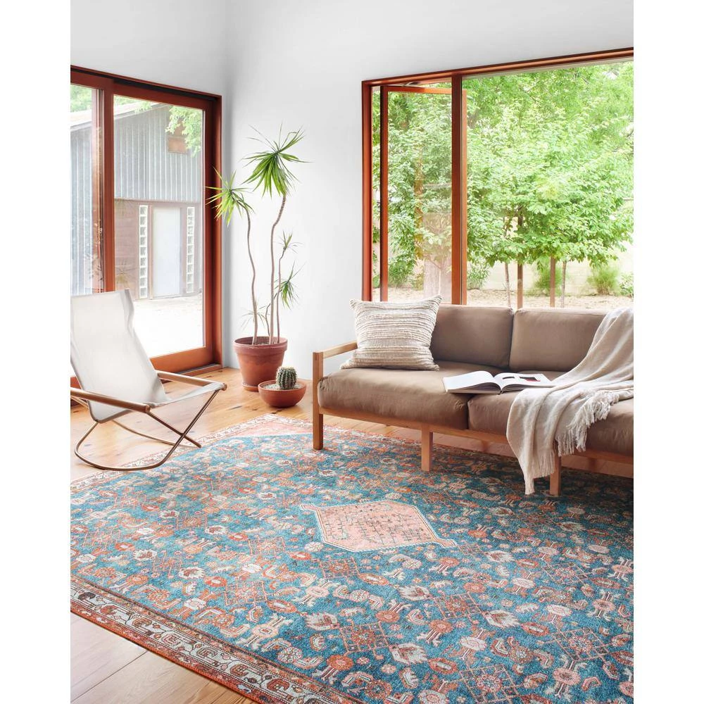 Layla Marine/Clay 2 ft. 6 in. x 12 ft. Traditional 100% Polyester Runner Rug by LOLOI II 4 Layla Marine/Clay 2 ft. 6 in. x 12 ft. Traditional 100% Polyester Runner Rug by LOLOI II - Image 4