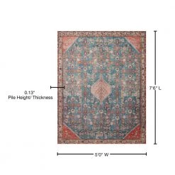 Layla Marine/Clay 5 ft. x 7 ft. 6 in. Traditional 100% Polyester Area Rug by LOLOI II -Bungalow Flooring Store marine clay loloi ii area rugs layllay 10nncg5076 76 1000