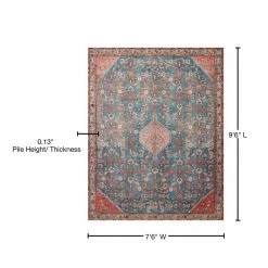 Layla Marine/Clay 7 ft. 6 in. x 9 ft. 6 in. Traditional 100% Polyester Runner Rug by LOLOI II -Bungalow Flooring Store marine clay loloi ii area rugs layllay 10nncg7696 76 1000