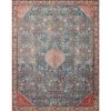 Layla Marine/Clay 9 ft. x 12 ft. Traditional 100% Polyester Area Rug by LOLOI II