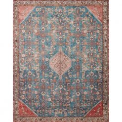 Layla Marine/Clay 9 ft. x 12 ft. Traditional 100% Polyester Area Rug by LOLOI II