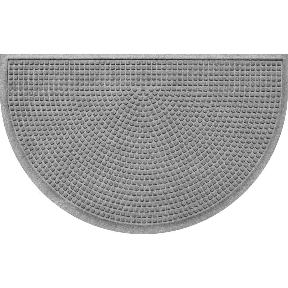 Aqua Shield Squares Medium Gray 24 in. x 39 in Half Round PET Polyester Door Mat by Bungalow Flooring 1 Aqua Shield Squares Medium Gray 24 in. x 39 in Half Round PET Polyester Door Mat by Bungalow Flooring