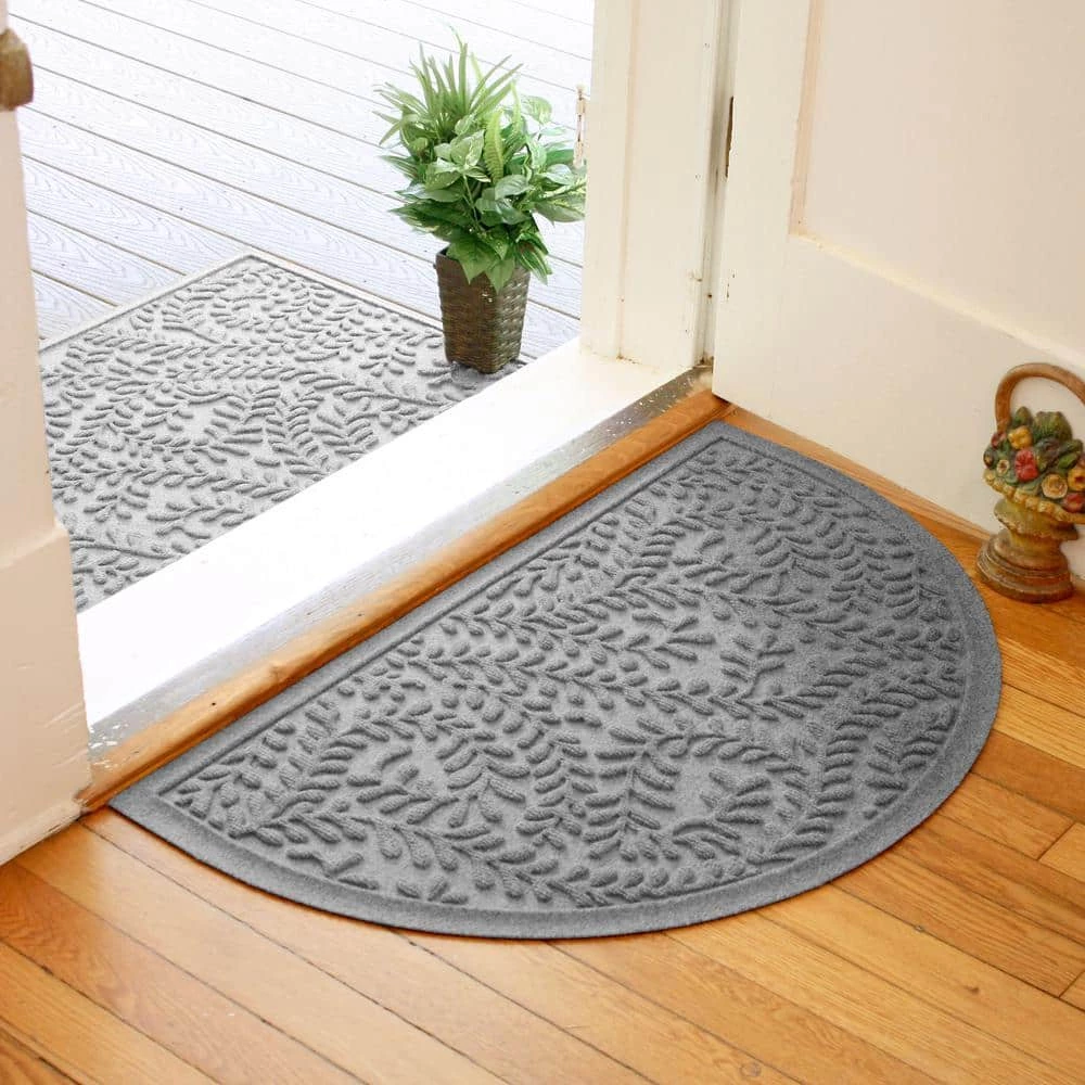 Aqua Shield Boxwood Medium Gray 24 in. x 39 in. Half Round PET Polyester Door Mat by Bungalow Flooring 2 Aqua Shield Boxwood Medium Gray 24 in. x 39 in. Half Round PET Polyester Door Mat by Bungalow Flooring - Image 2
