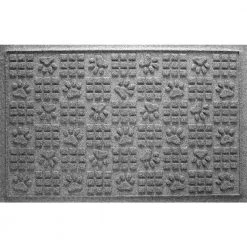 Aqua Shield Dog Paw Squares Medium Gray 23 in. x 35 in. PET Polyester Pet Mat by Bungalow Flooring