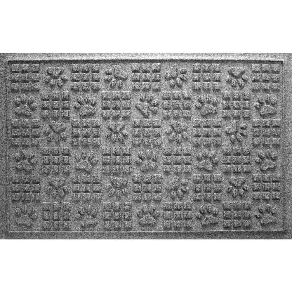Aqua Shield Dog Paw Squares Medium Gray 23 in. x 35 in. PET Polyester Pet Mat by Bungalow Flooring 1 Aqua Shield Dog Paw Squares Medium Gray 23 in. x 35 in. PET Polyester Pet Mat by Bungalow Flooring