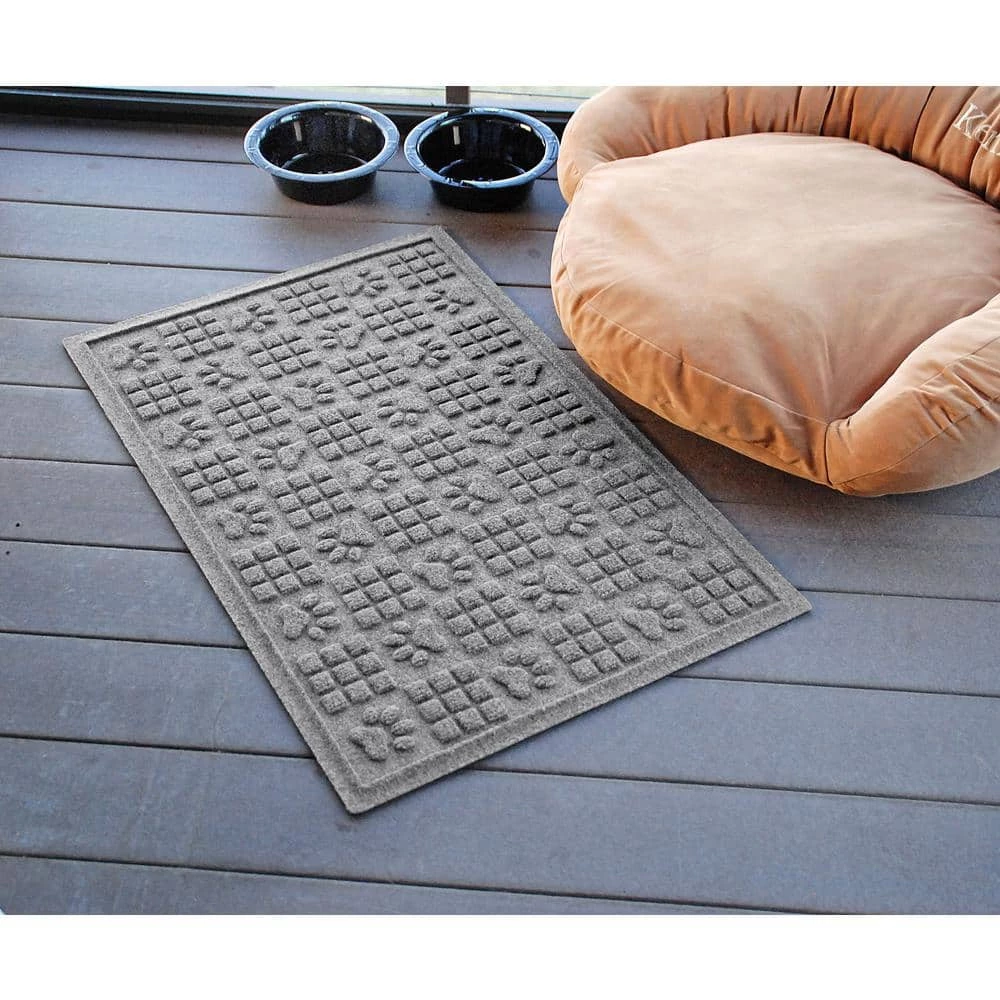Aqua Shield Dog Paw Squares Medium Gray 23 in. x 35 in. PET Polyester Pet Mat by Bungalow Flooring 2 Aqua Shield Dog Paw Squares Medium Gray 23 in. x 35 in. PET Polyester Pet Mat by Bungalow Flooring - Image 2