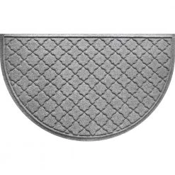 Aqua Shield Cordova Medium Gray 24 in. x 39 in Half Round PET Polyester Door Mat by Bungalow Flooring