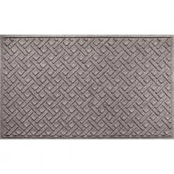 Aqua Shield Lattice Medium Gray 35 in. x 59 in. PET Polyester Indoor Outdoor Door Mat by Bungalow Flooring