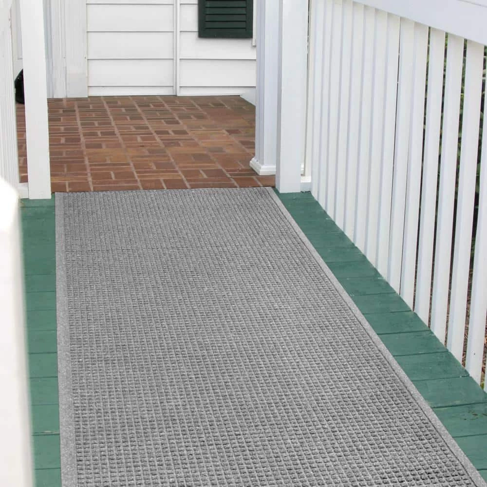 Aqua Shield Squares 35 in. x 116 in. PET Polyester Indoor Outdoor Runner Rug Mat Medium Gray by Bungalow Flooring 2 Aqua Shield Squares 35 in. x 116 in. PET Polyester Indoor Outdoor Runner Rug Mat Medium Gray by Bungalow Flooring - Image 2