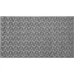 Aqua Shield Dogwood Leaf Medium Gray 45 in. x 70 in. PET Polyester Door Mat by Bungalow Flooring