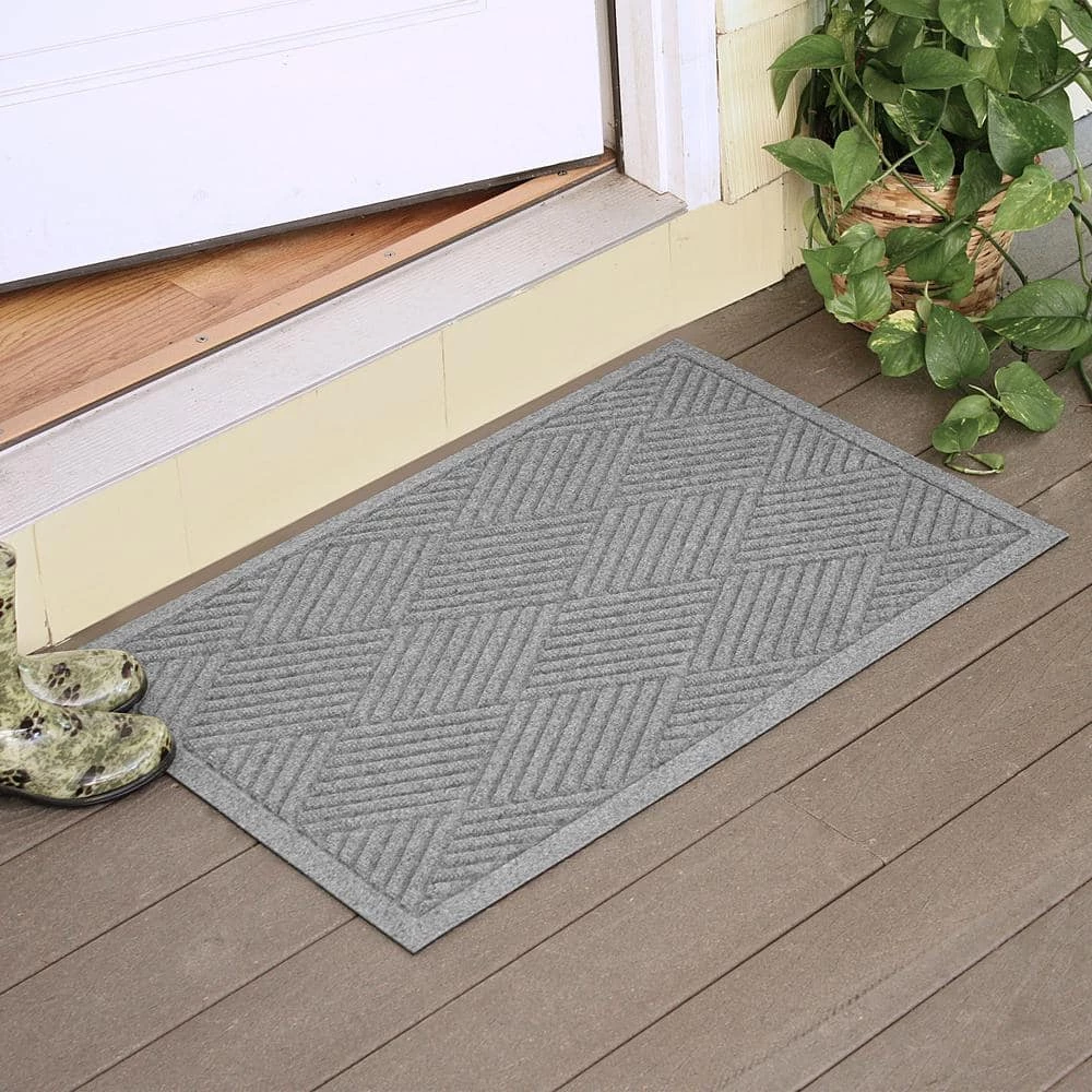 Aqua Shield Diamonds Medium Gray 23 in. x 35 in. PET Polyester Door Mat by Bungalow Flooring 7 Aqua Shield Diamonds Medium Gray 23 in. x 35 in. PET Polyester Door Mat by Bungalow Flooring - Image 7