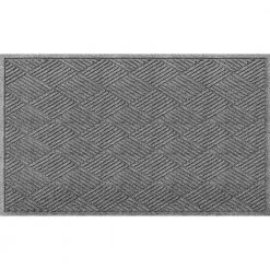 Aqua Shield Diamonds Medium Gray 35 in. x 59 in. PET Polyester Door Mat by Bungalow Flooring