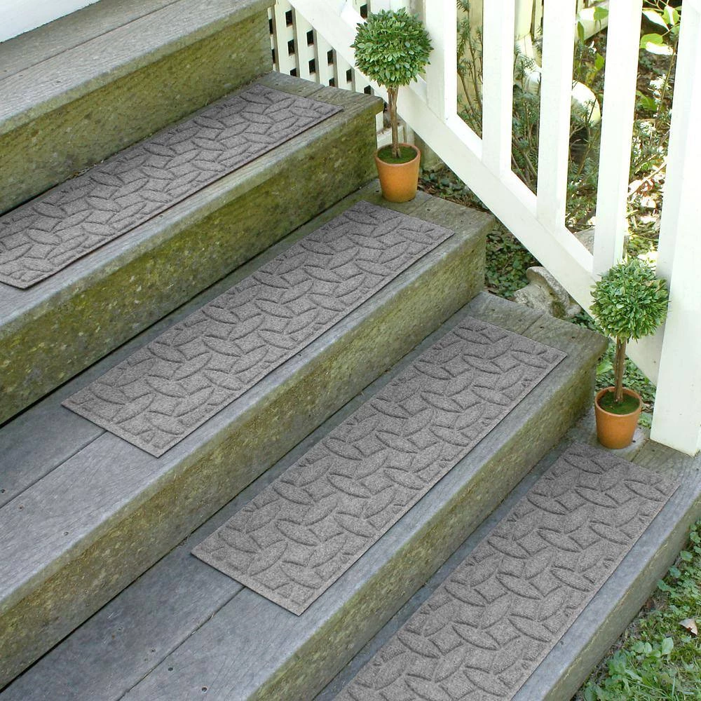 Aqua Shield Elipse Medium Gray 8.5 in. x 30 in. PET Polyester Indoor Outdoor Stair Tread Cover (Set of 4) by Bungalow Flooring 10 Aqua Shield Elipse Medium Gray 8.5 in. x 30 in. PET Polyester Indoor Outdoor Stair Tread Cover (Set of 4) by Bungalow Flooring - Image 10