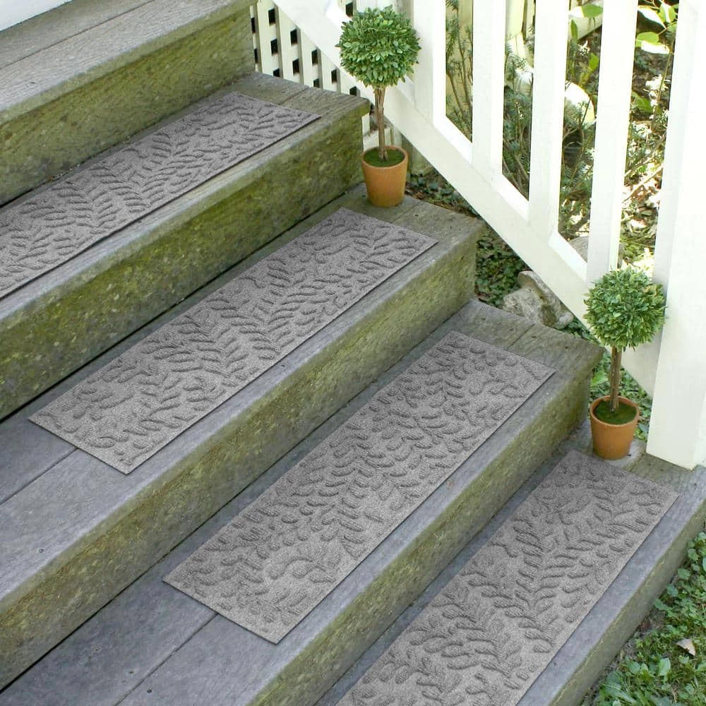 Aqua Shield Boxwood Medium Gray 8.5 in. x 30 in. Stair Tread Covers (Set of 4) by Bungalow Flooring 12 Aqua Shield Boxwood Medium Gray 8.5 in. x 30 in. Stair Tread Covers (Set of 4) by Bungalow Flooring - Image 12