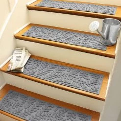 Aqua Shield Boxwood Medium Gray 8.5 in. x 30 in. Stair Tread Covers (Set of 4) by Bungalow Flooring 14 Aqua Shield Boxwood Medium Gray 8.5 in. x 30 in. Stair Tread Covers (Set of 4) by Bungalow Flooring -Bungalow Flooring Store medium gray bungalow flooring stair tread covers 20561571 40 1000