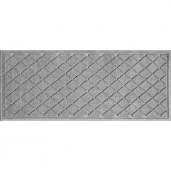 Aqua Shield Argyle Medium Gray 22 in. x 60 in. Recycled Polyester/Rubber Indoor Outdoor Runner Rug Mat by Bungalow Flooring