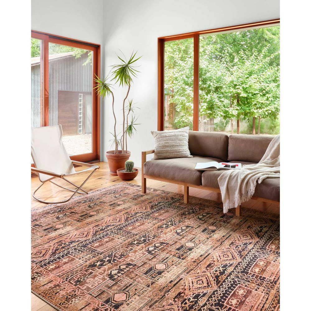 Layla Mocha/Blush 9 ft. x 12 ft. Traditional 100% Polyester Area Rug by LOLOI II 4 Layla Mocha/Blush 9 ft. x 12 ft. Traditional 100% Polyester Area Rug by LOLOI II - Image 4