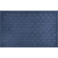 Aqua Shield Cordova Navy 23 in. x 35 in. PET Polyester Door Mat by Bungalow Flooring
