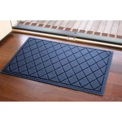 Aqua Shield Argyle Navy 23 in. x 35 in. Recycled Polyester/Rubber Indoor Outdoor Door Mat by Bungalow Flooring -Bungalow Flooring Store navy bungalow flooring door mats 20377610023 31 1000