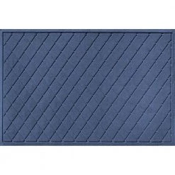 Aqua Shield Argyle Navy 34 in. x 52 in. Recycled Polyester/Rubber Indoor Outdoor Door Mat by Bungalow Flooring