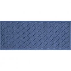 Aqua Shield Argyle Navy 22 in. x 60 in. Recycled Polyester/Rubber Indoor Outdoor Runner Rug Mat by Bungalow Flooring
