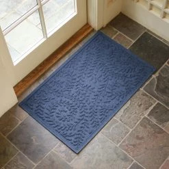 Aqua Shield Boxwood Navy 23 in. x 35 in. PET Polyester Door Mat by Bungalow Flooring -Bungalow Flooring Store navy bungalow flooring door mats 20378610023 31 1000