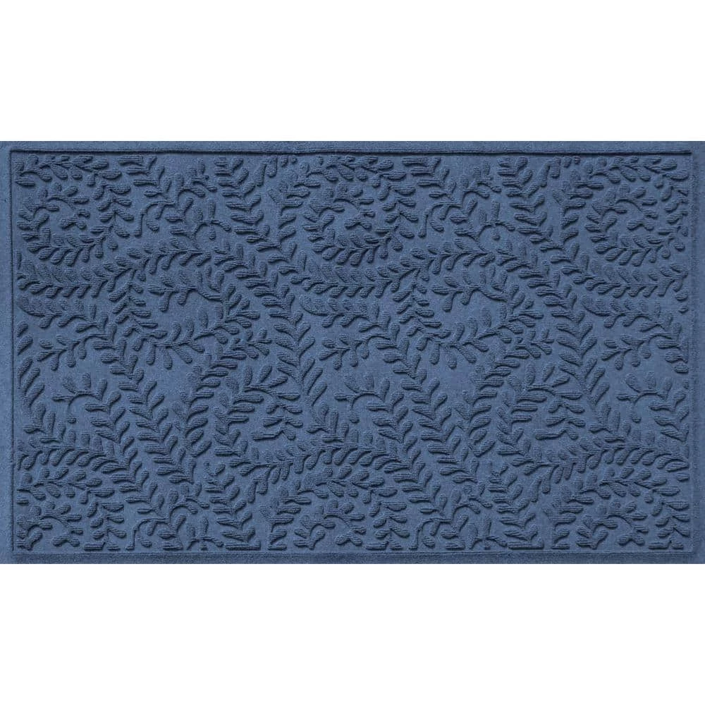 Aqua Shield Boxwood Navy 35 in. x 59 in. PET Polyester Door Mat by Bungalow Flooring 1 Aqua Shield Boxwood Navy 35 in. x 59 in. PET Polyester Door Mat by Bungalow Flooring