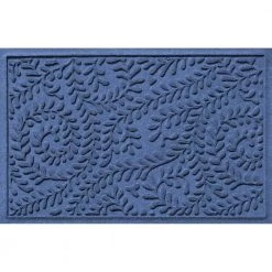Aqua Shield Boxwood Navy 22 in. x 60 in. PET Polyester Door Mat Runner Rug by Bungalow Flooring