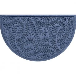 Aqua Shield Boxwood Navy 24 in. x 39 in. Half Round PET Polyester Door Mat by Bungalow Flooring