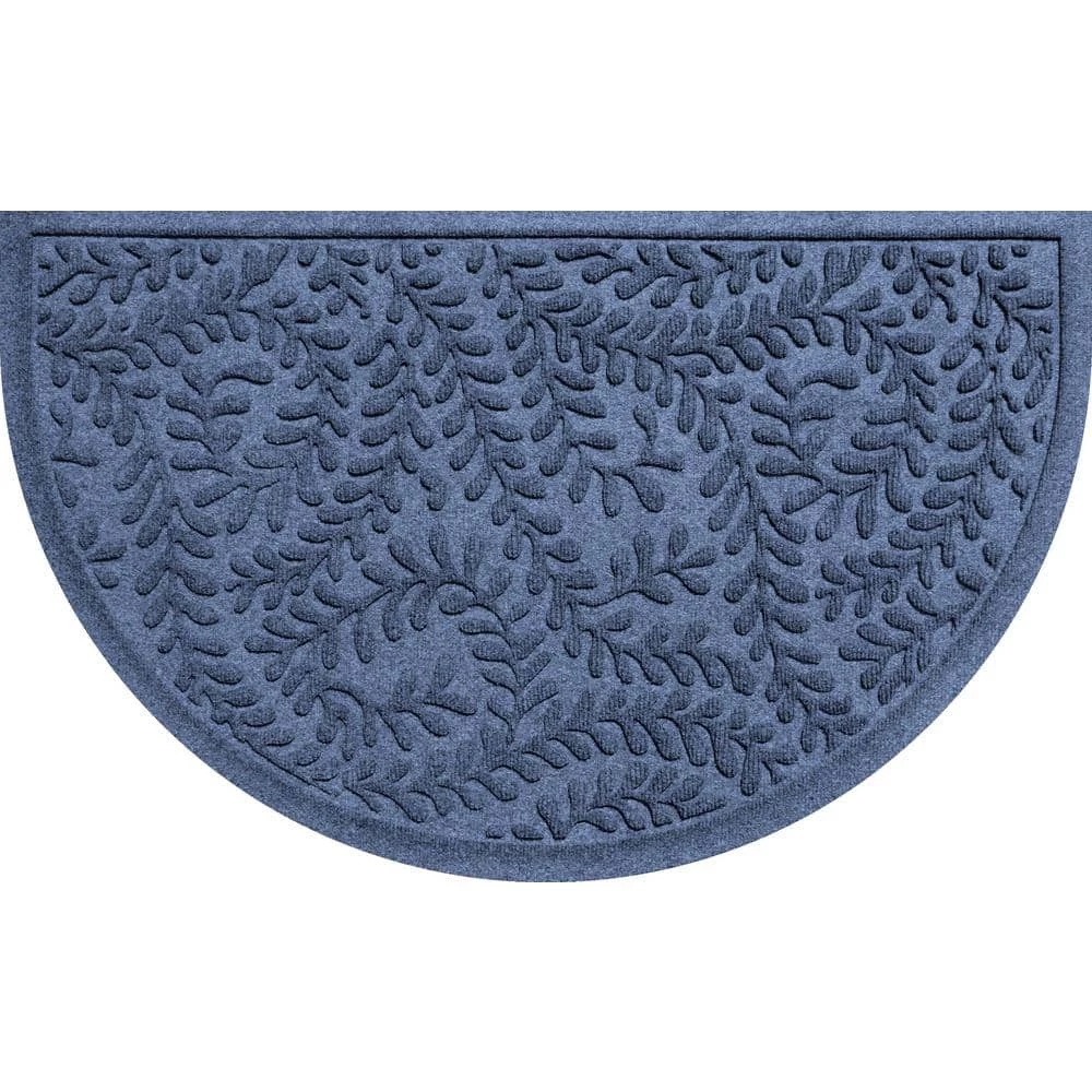 Aqua Shield Boxwood Navy 24 in. x 39 in. Half Round PET Polyester Door Mat by Bungalow Flooring 1 Aqua Shield Boxwood Navy 24 in. x 39 in. Half Round PET Polyester Door Mat by Bungalow Flooring