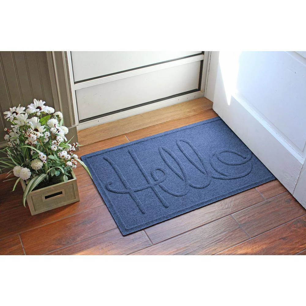 Aqua Shield Hello Navy 23 in. x 35 in. PET Polyester Door Mat by Bungalow Flooring 10 Aqua Shield Hello Navy 23 in. x 35 in. PET Polyester Door Mat by Bungalow Flooring - Image 10