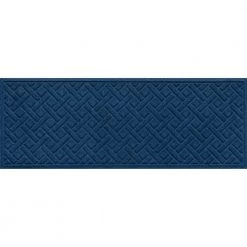 Aqua Shield Lattice Navy 60 in. x 22 in. PET Polyester Runner Rug Door Mat by Bungalow Flooring