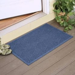 Aqua Shield Diamonds Navy 23 in. x 35 in. PET Polyester Door Mat by Bungalow Flooring -Bungalow Flooring Store navy bungalow flooring door mats 844610023 4f 1000