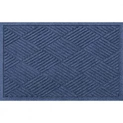 Aqua Shield Diamonds Navy 23 in. x 35 in. PET Polyester Door Mat by Bungalow Flooring