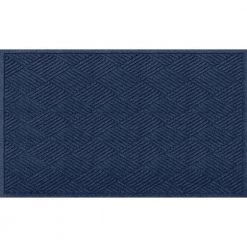 Aqua Shield Diamonds Navy 35 in. x 59 in. PET Polyester Door Mat by Bungalow Flooring