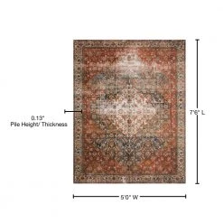Layla Ocean/Multi 5 ft. x 7 ft. 6 in. Traditional 100% Polyester Area Rug by LOLOI II -Bungalow Flooring Store ocean multi loloi ii area rugs layllay 05ocml5076 40 1000