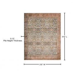Layla Ocean/Rust 3 ft. 6 in. x 5 ft. 6 in. Traditional 100% Polyester Area Rug by LOLOI II 7 Layla Ocean/Rust 3 ft. 6 in. x 5 ft. 6 in. Traditional 100% Polyester Area Rug by LOLOI II -Bungalow Flooring Store ocean rust loloi ii area rugs layllay 04ocru3656 76 1000