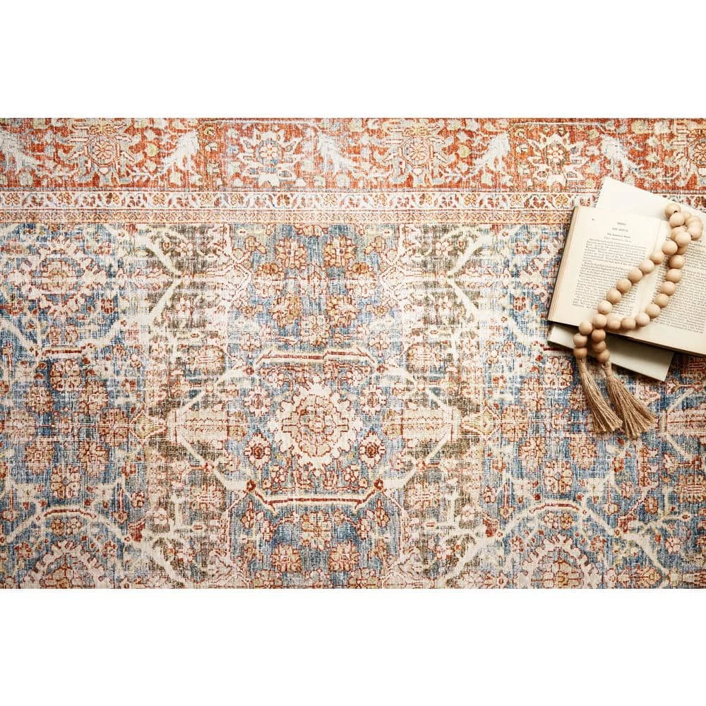Layla Ocean/Rust 9 ft. x 12 ft. Traditional 100% Polyester Area Rug by LOLOI II 3 Layla Ocean/Rust 9 ft. x 12 ft. Traditional 100% Polyester Area Rug by LOLOI II - Image 3