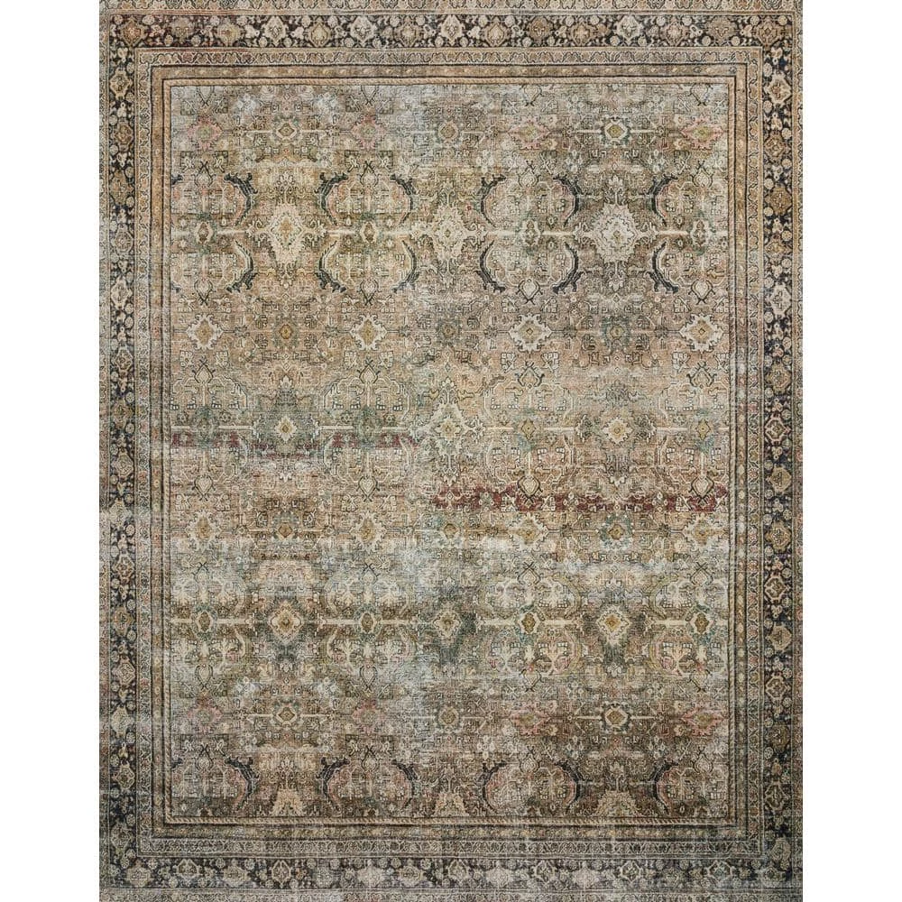 Layla Olive/Charcoal 2 ft. 6 in. x 12 ft. Traditional 100% Polyester Runner Rug by LOLOI II 1 Layla Olive/Charcoal 2 ft. 6 in. x 12 ft. Traditional 100% Polyester Runner Rug by LOLOI II