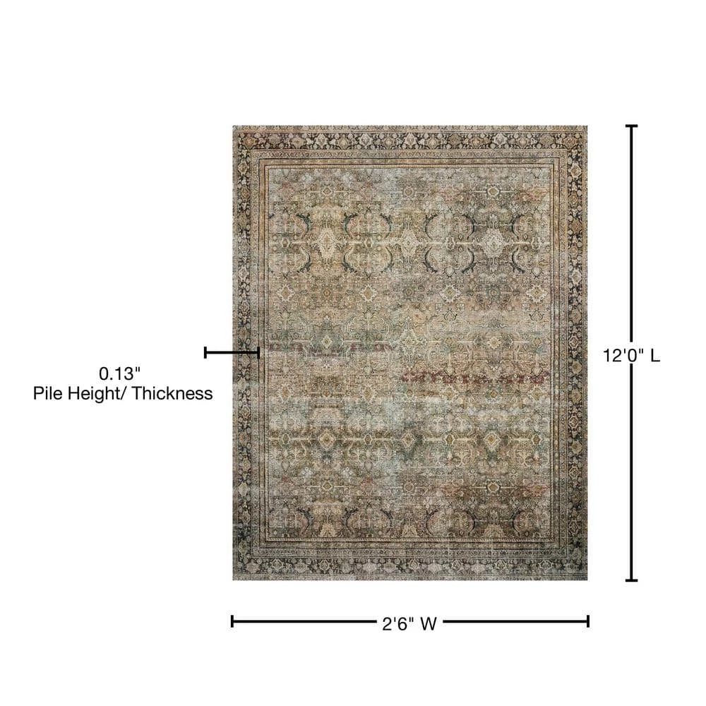 Layla Olive/Charcoal 2 ft. 6 in. x 12 ft. Traditional 100% Polyester Runner Rug by LOLOI II 4 Layla Olive/Charcoal 2 ft. 6 in. x 12 ft. Traditional 100% Polyester Runner Rug by LOLOI II - Image 4