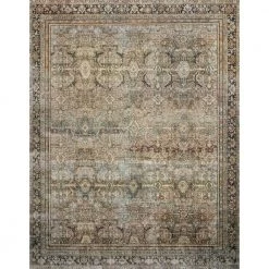Layla Olive/Charcoal 9 ft. x 12 ft. Traditional 100% Polyester Area Rug by LOLOI II
